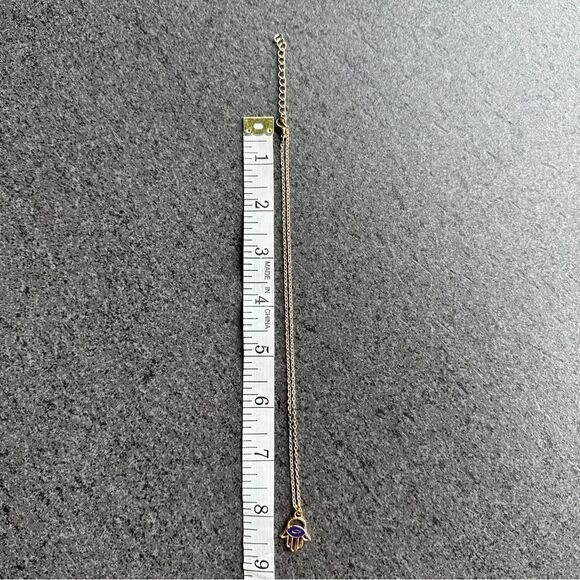 NEW Gold and Blue Enamel Evil Eye Pendant Adjustable Necklace 16 to 18-inches - Picture 5 of 10